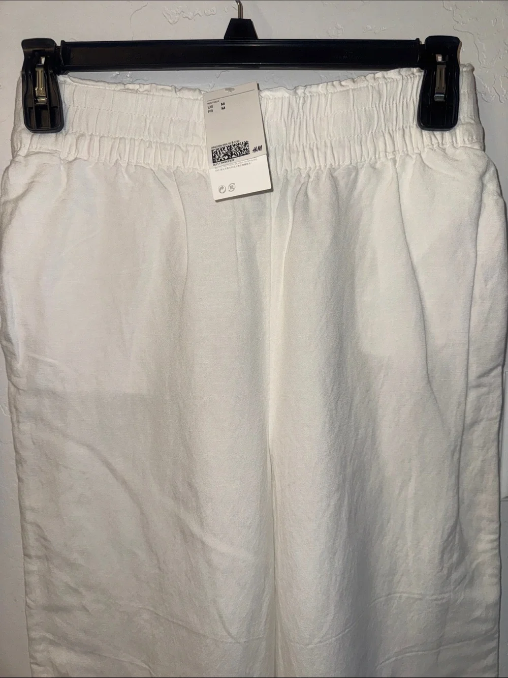 NWT H&M Women’s White Linen Elastic-Waist Pants
